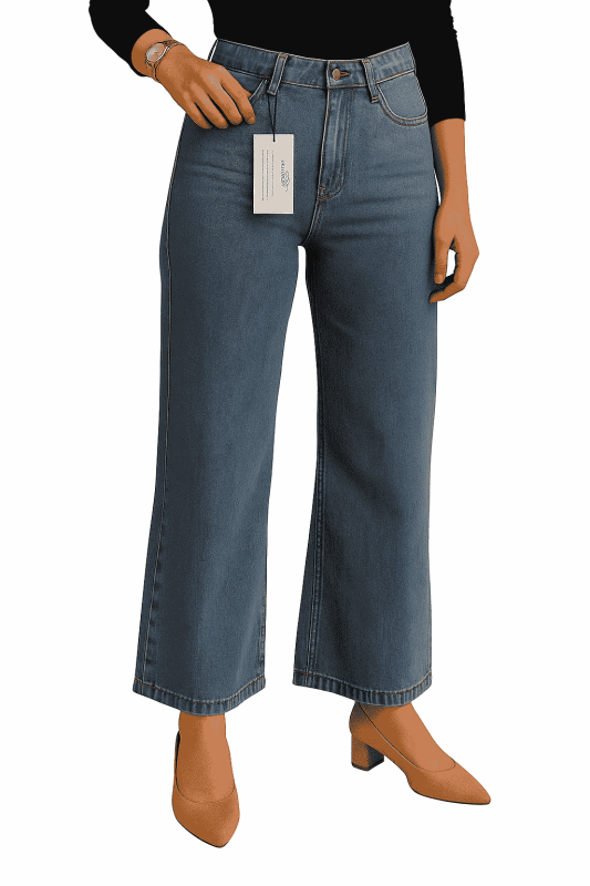 بنطلون جينز وايد ليج